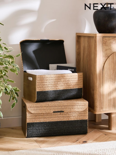 Natural Bronx Woven Set of 2 Storage Trunks (Q52202) | £65