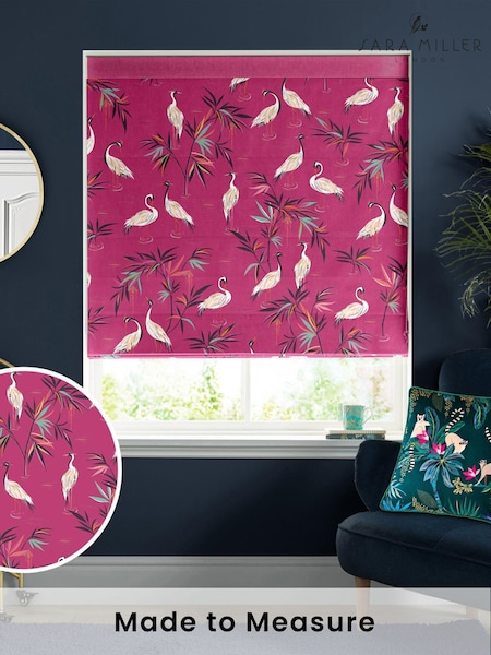 Sara Miller Fuchsia Pink Heron Made to Measure Roman 100% Cotton Blind (Q53143) | £79