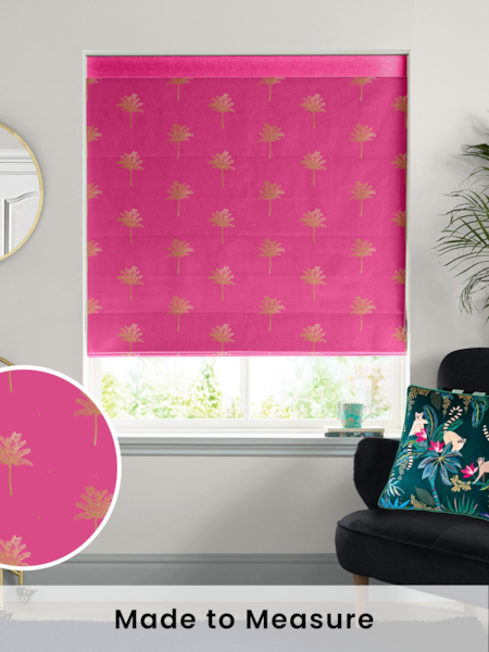 Sara Miller Pink Small Palm Made to Measure Roman 100% Cotton Blind (Q53150) | £79