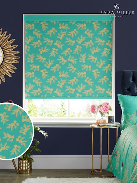 Sara Miller Green Etched Leaves Made To Measure Roller Blinds (Q53187) | £58