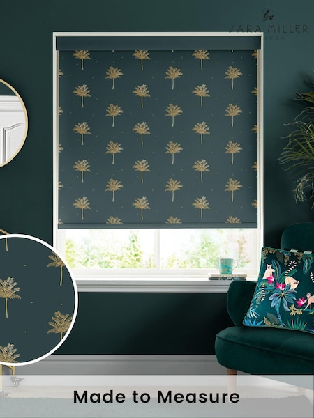 Sara Miller Green Small Palm Made To Measure Roller Blinds (Q53206) | £58