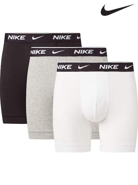 Nike Grey Everyday Cotton Stretch Boxer Briefs 3 Pack (Q55011) | £32