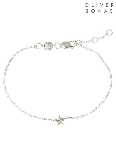 Oliver Bonas Silver Plated Haru Engraved Star Charm Bracelet (Q55449) | £30