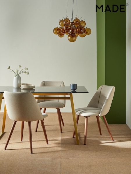 MADE.COM Set of 2 Ecru Marl and Walnut Legs Lule Non Arm Dining Chairs (Q55614) | £299