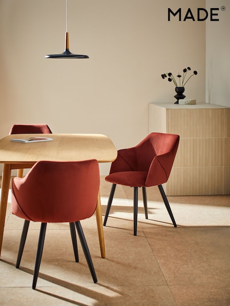 MADE.COM Set of 2 Rust Red and Black Legs Lule Arm Dining Chairs (Q55620) | £329