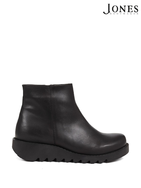 Jones Bootmaker Black Mariane Leather Wedge Ankle Boots (Q55672) | £110