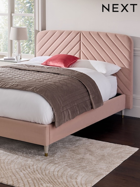 Soft Velvet Blush Pink Valencia Upholstered Bed Frame (Q55680) | £515 - £615