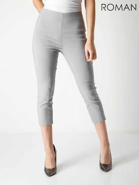 Roman Grey Cropped Stretch Capri Trousers (Q56072) | £32