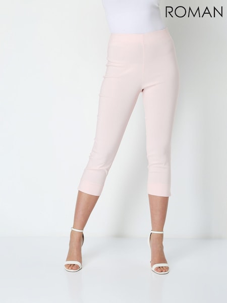 Roman Blush Pink Cropped Stretch Capri Trousers (Q56076) | £32