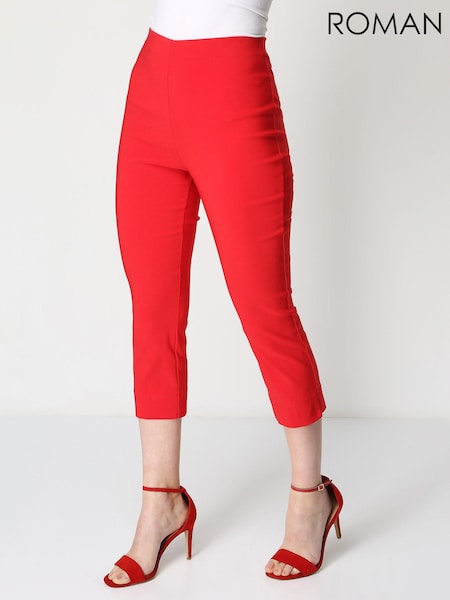 Roman Red Cropped Stretch Capri Trousers (Q56243) | £32