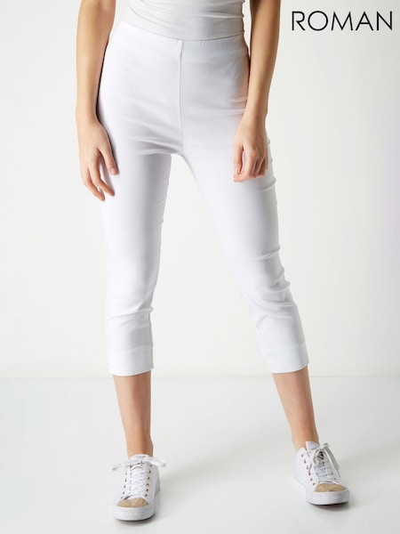 Roman White Cropped Stretch Capri Trousers (Q57153) | £32