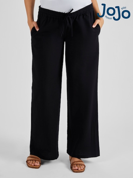 JoJo Maman Bébé Black Linen Blend Maternity Trousers (Q57309) | £39.50