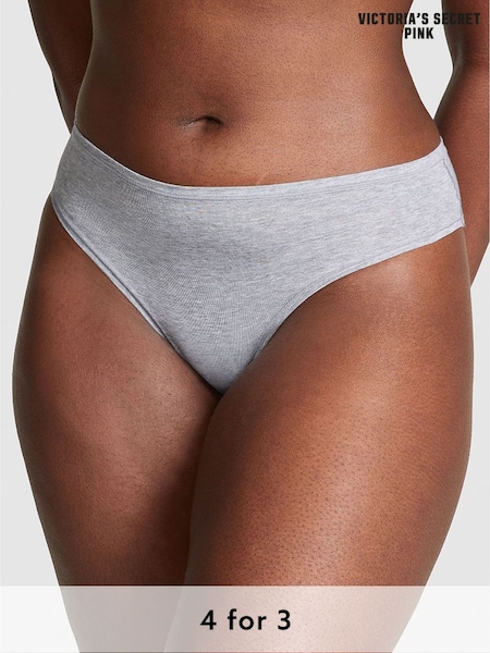 Victoria's Secret PINK Heather Medium Grey Cotton Cheeky Knickers (Q57387) | £9