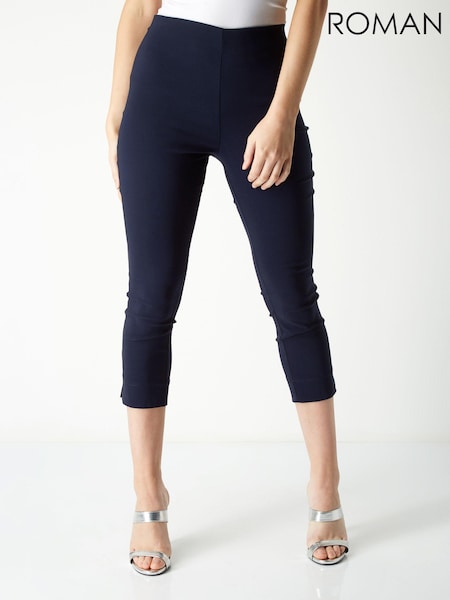 Roman Blue Cropped Stretch Capri Trousers (Q57514) | £32