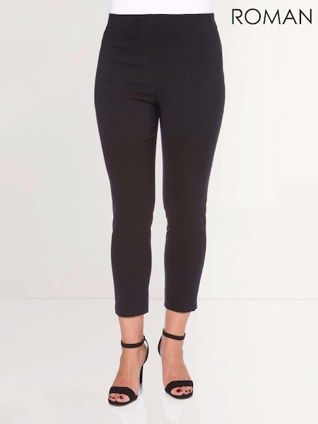 Roman Black 3/4 Length Stretch Trousers (Q57585) | £32