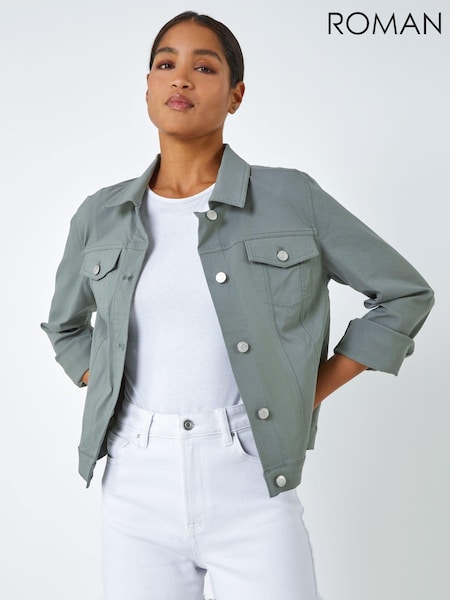 Roman Light Green Stretch Denim Jacket (Q57637) | £44