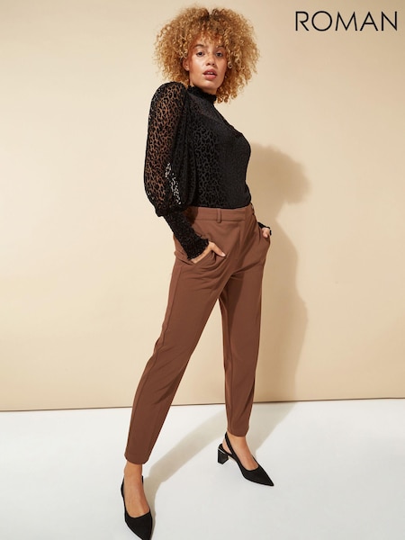 Roman Brown Originals Straight Leg Tapered Trousers (Q57665) | £32