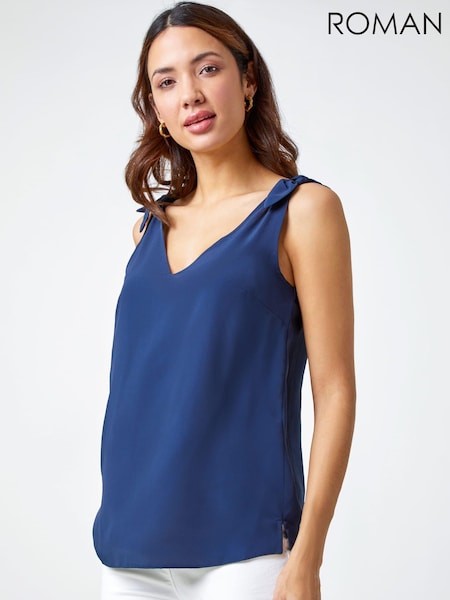 Roman Blue Tie Detail Strap Cami Top (Q58060) | £32