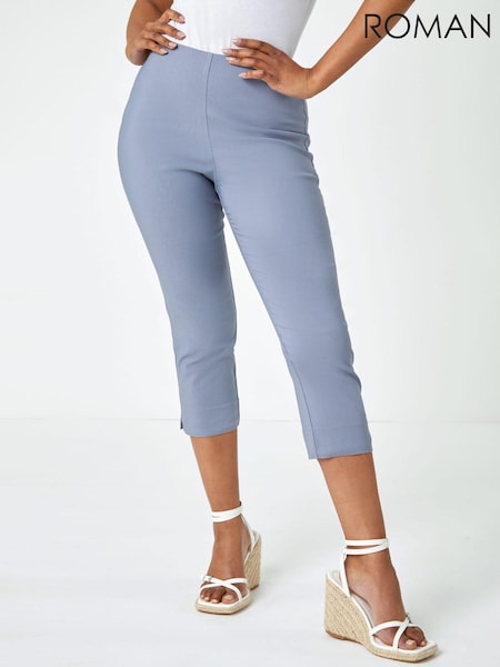 Roman Grey Petite Cropped Stretch Capri Trousers (Q58078) | £32