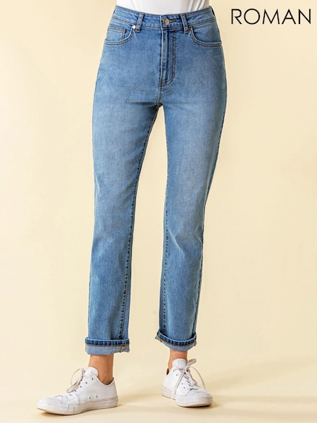 Roman Blue Slim Leg Mom Jeans (Q59117) | £38