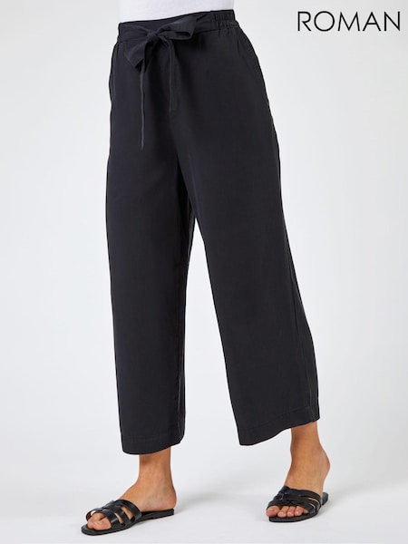Roman Black Tie Waist Culottes (Q59204) | £32