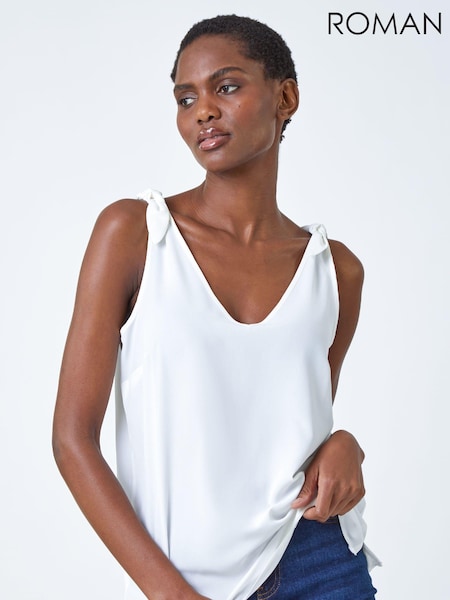 Roman White Tie Detail Strap Cami Top (Q59205) | £32