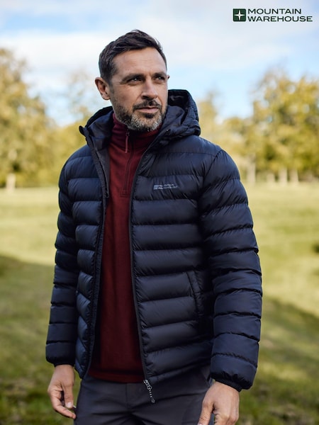 Mountain Warehouse Black Seasons II Mens Water Resistant Padded Jacket (Q60385) | £64