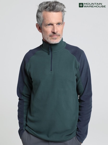 Mountain Warehouse Bottle Green Mens Ashbourne II Half Zip Fleece (Q60409) | £22