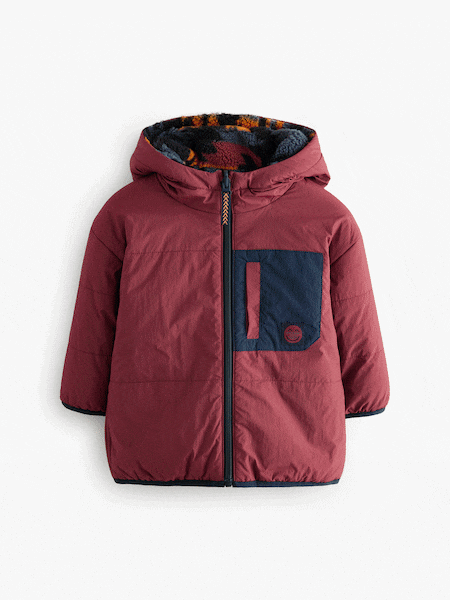 Burgundy Red Reversible Borg Jacket (3mths-7yrs) (Q60560) | £12 - £14
