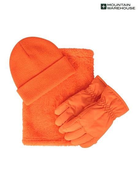 Mountain Warehouse Orange Plain Ski Accessories Set - Kids (Q60573) | £32