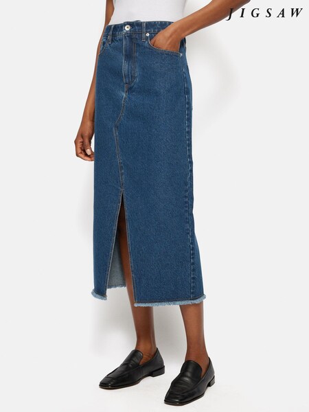 Jigsaw Blue 100% Cotton Denim Maxi Skirt (Q60765) | £55