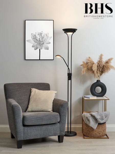 BHS Satin Black LED Mother & Child Floor Lamp (Q60837) | £110