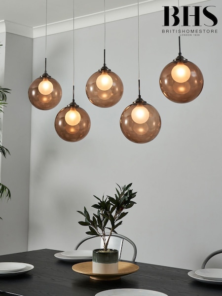 BHS Brass Peatrice 5 Light Linear Pendant Bar Ceiling Light (Q60840) | £160