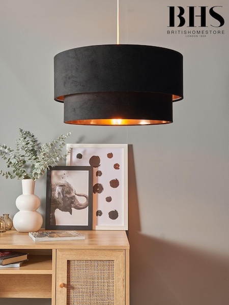 BHS Black Velvet Shade Ceiling Light (Q60841) | £40