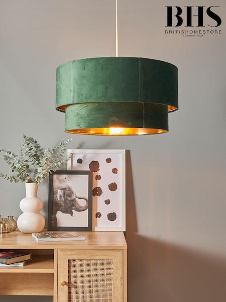 BHS Green Velvet Shade Ceiling Light (Q60850) | £40