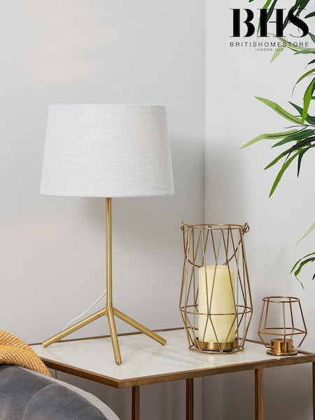 BHS Satin Brass Stassy Tripod Feet Table Lamp (Q60855) | £45