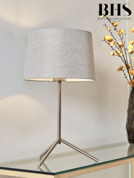 BHS Satin Nickel Stassy Tripod Feet Table Lamp (Q60864) | £45