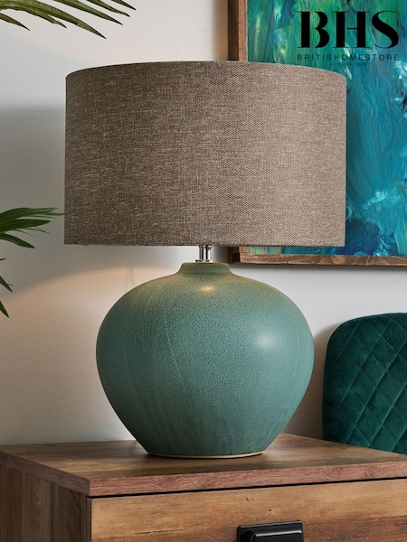 BHS Green Reactive Glaze Ceramic Table Lamp (Q60875) | £95