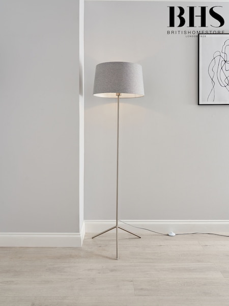 BHS Satin Nickel Stassy Tripod Feet Floor Lamp (Q60878) | £110