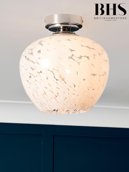 BHS Nickel Agnes Flakestone Semi Flush Ceiling Light (Q60879) | £65