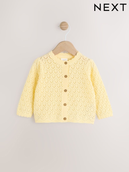 Yellow Baby Knitted 100% Cotton Cardigan (0mths-2yrs) (Q61170) | £12 - £14