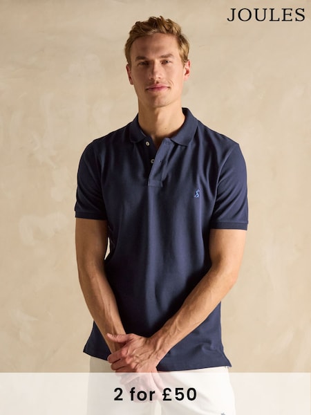 Joules Woody Navy Cotton Pique Polo Shirt (Q61235) | £30