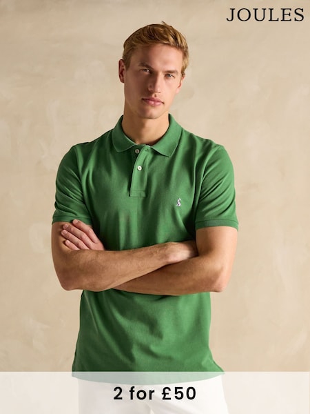 Joules Woody Bright Green Cotton Pique Polo Shirt (Q61240) | £30
