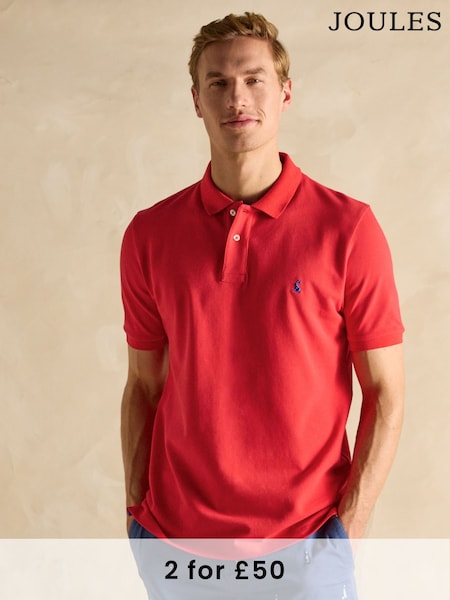Joules Woody Red Cotton Pique Polo Shirt (Q61243) | £30