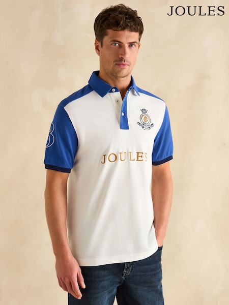 Joules Embellished Blue/White Classic Fit Polo Shirt (Q61257) | £50