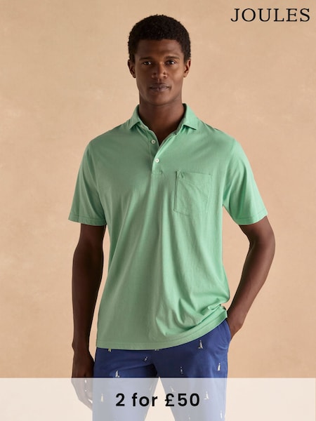 Joules Emmett Green Jersey Laundered Soft Touch Polo Shirt (Q61262) | £25