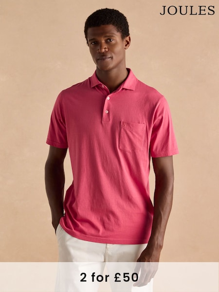 Joules Emmett Rose Pink Jersey Laundered Soft Touch Polo Shirt (Q61266) | £25