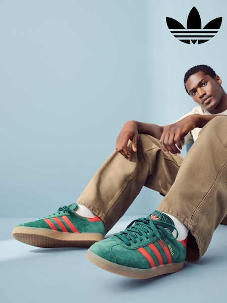 adidas Originals Green/Red Gazelle Trainers (Q61461) | £85