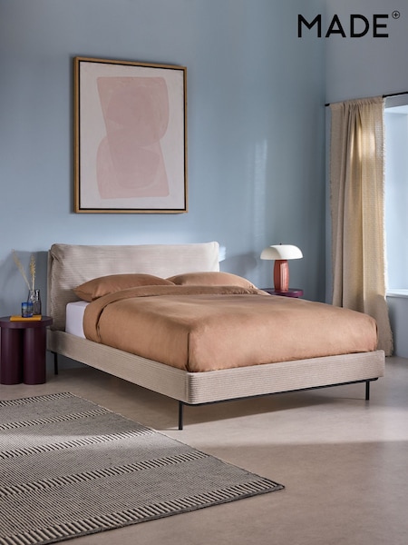 MADE.COM Cream Harlow Bed Frame in Velvet (Q61487) | £599 - £699