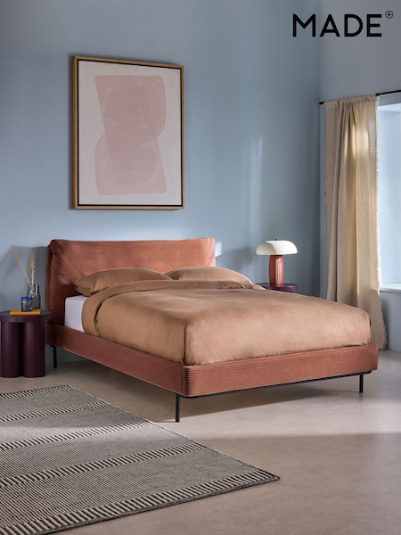 MADE.COM Orange Corduroy Harlow Bed Frame (Q61488) | £599 - £699